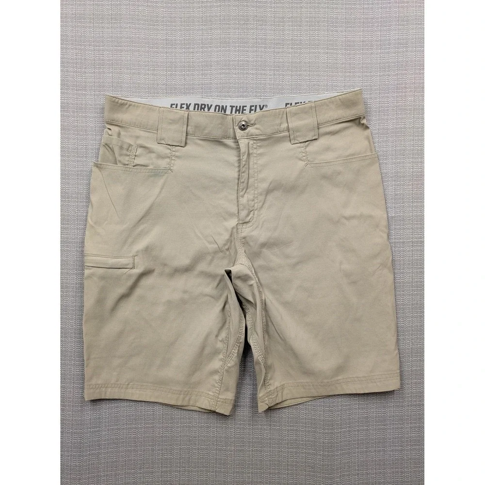 Duluth Trading Co Shorts Mens 38 Beige Flex Dry On-The-Fly Chino 11 Inseam